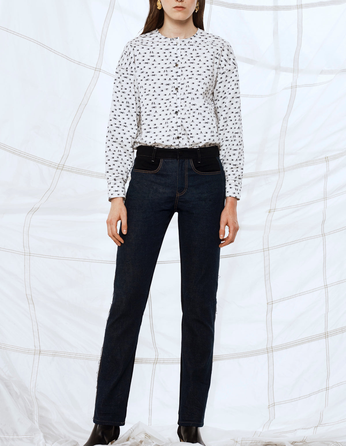 Bicolor jeans discount