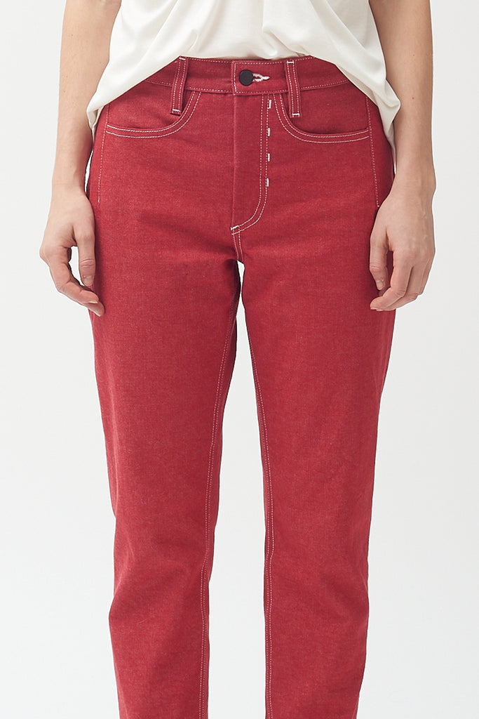 Red on sale cropped jeans