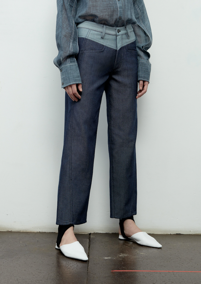 Curve Seam Denim Look Pant   Colovos x Woolmark   Colovos