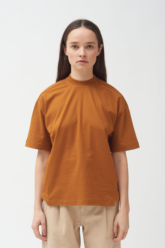Copper cotton Mock neck T-shirt