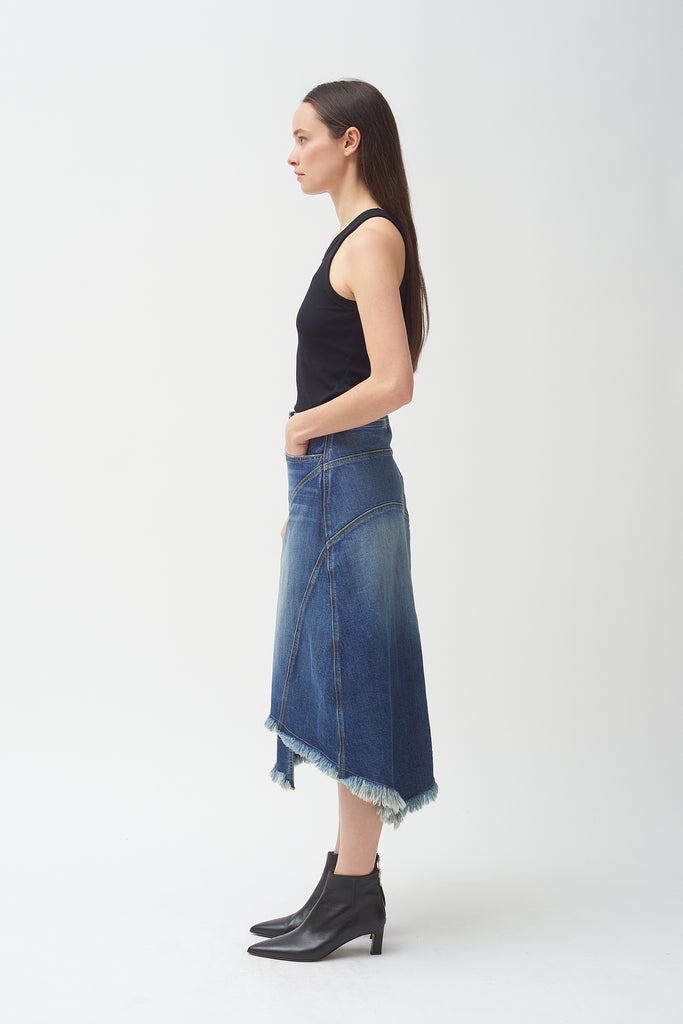 Seamed Denim Skirt - Medium Fade Wash