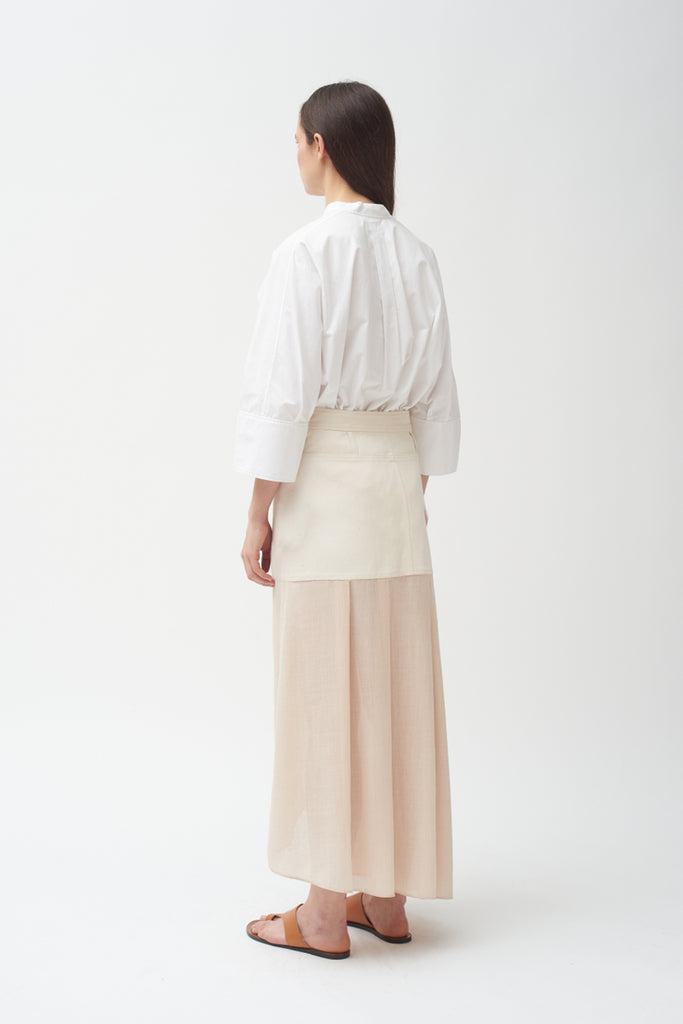 Denim Combo Natural Asymmetric Skirt- BEST SELLER