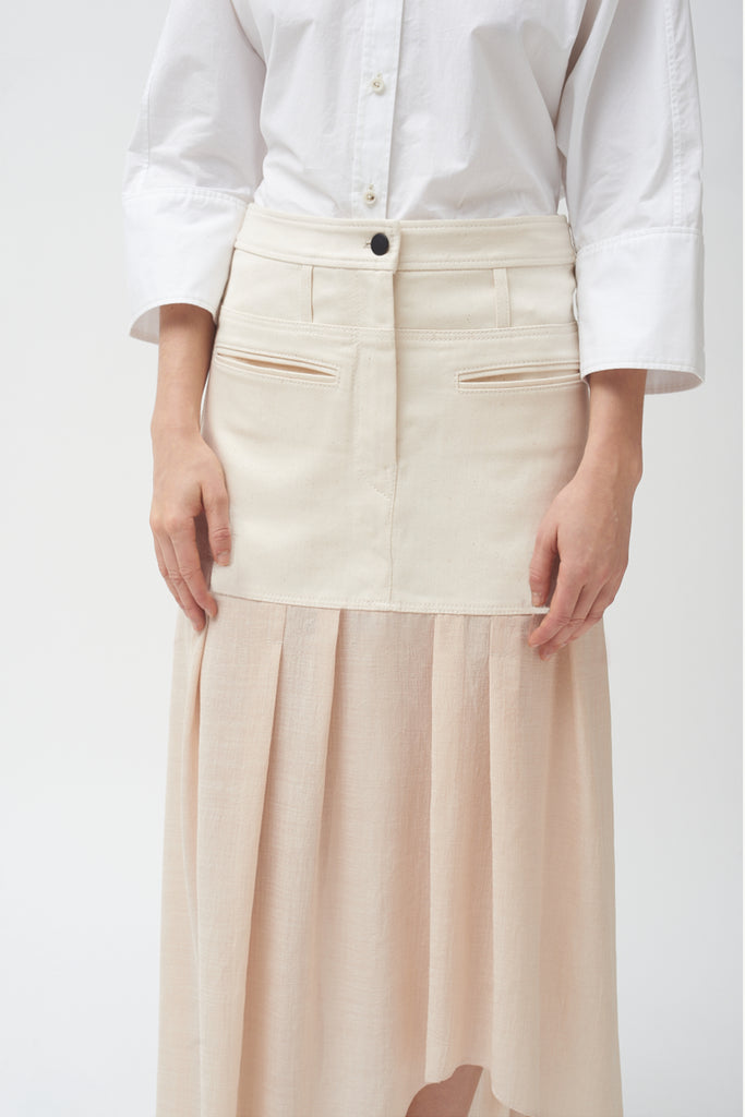 Denim Combo Natural Asymmetric Skirt- BEST SELLER
