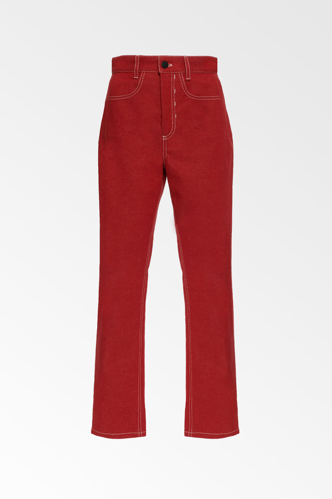 Colovos Red high waisted cropped jean