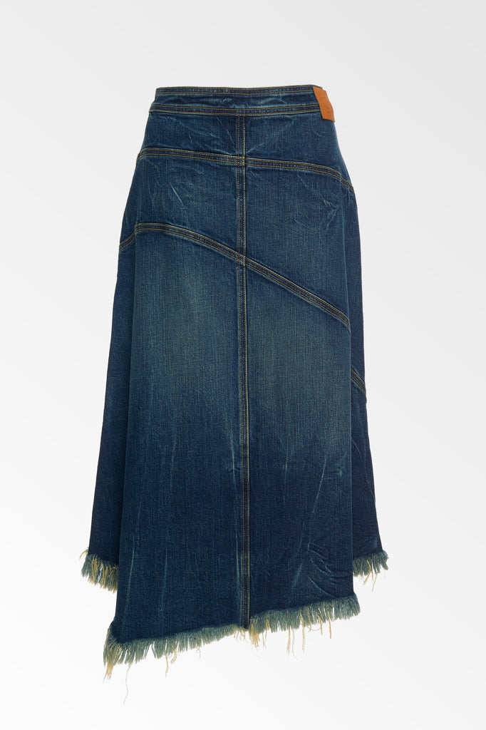 Seamed Denim Skirt - Medium Fade Wash