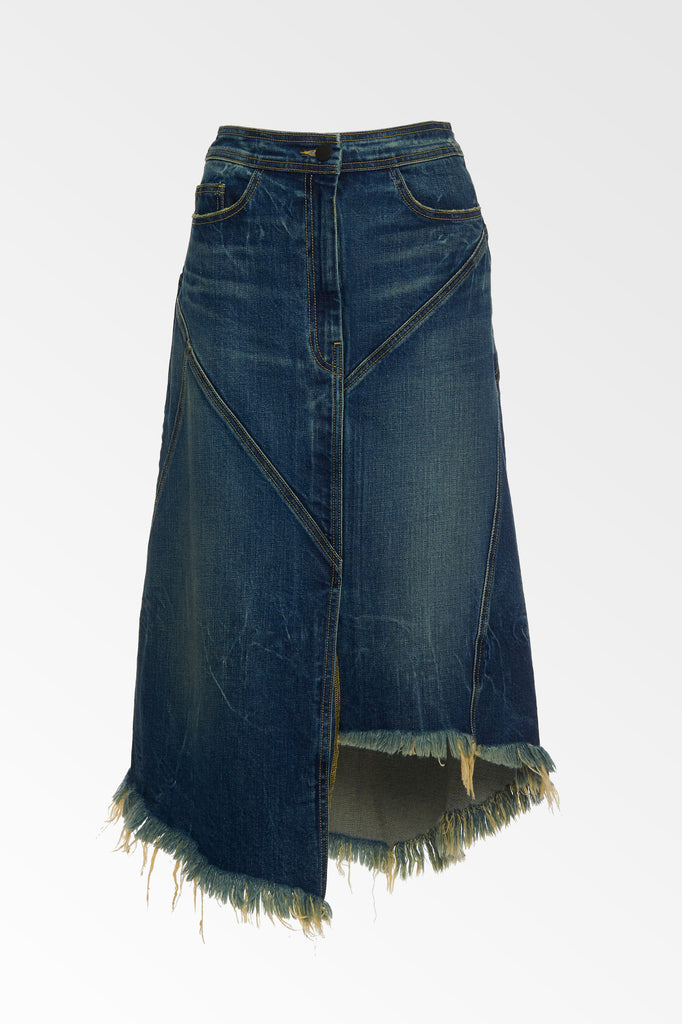 Seamed Denim Skirt - Medium Fade Wash